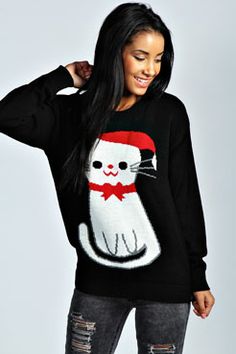 Ella Cat Christmas Jumper At Boohoo Ella Cat Christmas Jumper At Boohoo