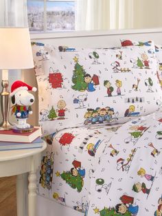 Peanuts Snoopy Woodstock Christmas Merry Bright Grey Sheet Set Twin Full Queen