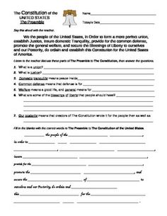 Clroom Ss Bill Of Rights U S Consution Preamble And Bill Of Rights Worksheets Activity