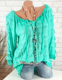 Bluse Shirt Hemd Tunika Carmen Trompetenärmel Batik Oversize Altrosa 42 44 46