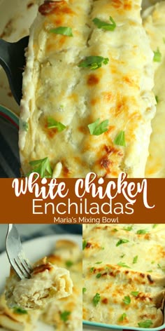 These White Chicken Enchiladas have a rich and creamy from scratch sauce that take them over the top not to mention their simplicity. Incredible comfort food in just minutes! #chicken #enchiladas #white #creamy #easy #weeknight #dinner #recipe #Mexican