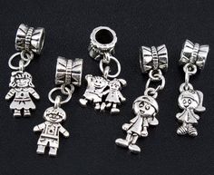 10PCS Tibetan Silver Cute Puppy Dog Charms Dangle Beads Fit European Bracelet
