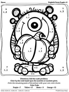 addition frightful facts basic addition halloween color by the code math puzzles this color by number unit is aligned to the ccss - Color By Numbers Halloween addition frightful facts basic addition halloween color by the code math puzzles this color by number unit is aligned to the ccss - Color By Numbers Halloween