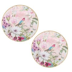 8 Set of 2 Delton Products Butterfly Porcelain Luncheon//Dessert Plates in Gift Box