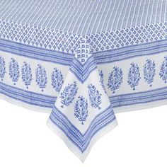 The Table Corner Suzani Blue Rectangular Tablecloth 60x90 inch