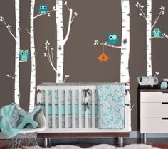 AdzifWhite Forest Wall Mural Multicolored