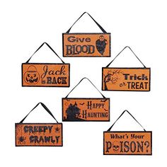 Hanging Halloween Signs Plaque BEWARE STAY OUT HAUNTED HOUSE Sign Plaques 3