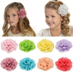 White baby pink Headband elasticated stretch kids flower accessories fashion x2
