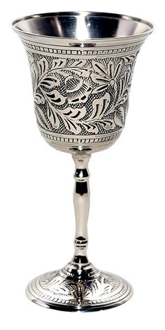 Set of 6 Silver plated antiqued wine goblet//cup//chalice capacity 10 ounce