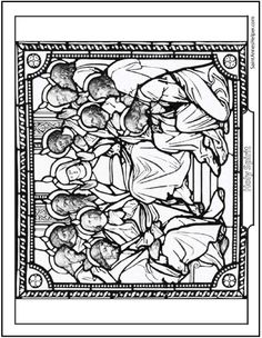 Pentecost Coloring Page The Holy Spirit Descended On Mary And Apostles As Tongues Of Fire Beautiful Stained Glass Picture Descent