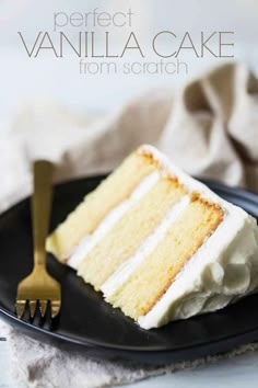 Perfect Vanilla Cake From Scratch: I will never bake another vanilla cake recipe again- this one is the best ever! So moist and buttery, and so easy to make, in just one bowl! ~ Baking a Moment