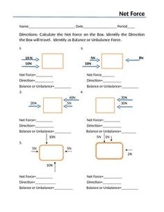 Unbalanced and Balanced Forces Activity/Worksheet Middle School | Education | Force, Motion ...