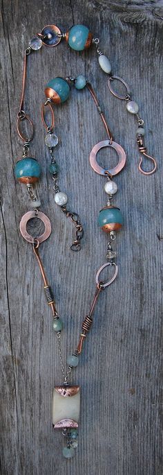 Copper Jewelry, Wire Jewelry, Boho Jewelry, Jewelry Art, Jewelry Crafts, Beaded Jewelry, Jewelery, Jewelry Design, Fashion Jewelry