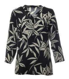 Sempre Piu by Chalou Bluse schwarz bunt gemustert langarm Übergrösse XXL