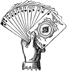 Vintage Joker Hand Holding Playing Cards Engraving!