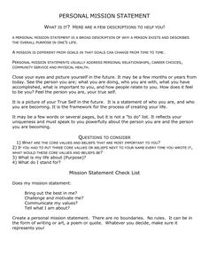 personal mission statement template