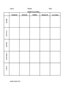 week at a glance lesson plan template