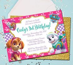 girl paw patrol invitation paw patrol birthday invitation skye birthday invitations for girl