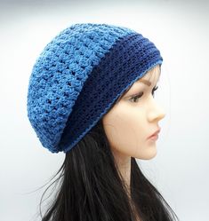 Cappello Lavorato a Maglia Nero Luccicante Berretto Slouch Crochet Morbido Caldo Taglia Unica