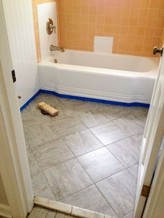 Bathroom Redo Grouted Peel And Stick Floor Tiles Bathroom Redo Grouted Peel And Stick Floor Tiles