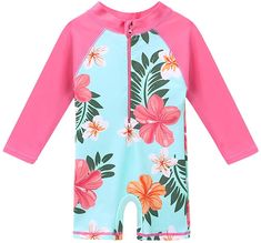 HUAANIUE Baby Toddler Girls Swimsuit Bathing Suit Rash Guards Set with Hat Flower 2-3 T Navy