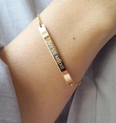 14 Best Engraved Bracelets For Bridesmaids Images On Pinterest Roman Numeral Bracelet Personalized Gold Bar Date Nameplate Save The Custom Engraved