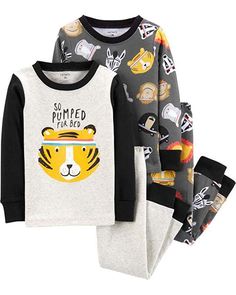 UK Kids Boys Animal Vehicle Printed T Shirt Tops Casual Cotton Sleepwear Pajamas