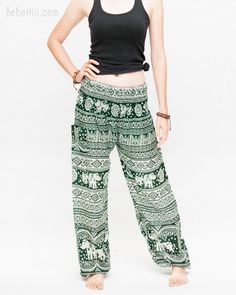Lightweight Summer Wide Leg Harem Genie Trousers Beach Yoga Travel Festival Holiday Navy Blue Boho Elephant Drawstring Waist Hippie Pants