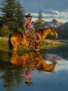 By Hisself by Jack Sorenson Western Cowboy Horseback Sunset Print 24x18 SN LE