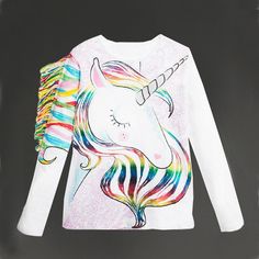 Magical Slice Unicorn Pizza Heaven Childrens Black Cotton Long Sleeve Round Neck T-Shirt for Boy Or Girl