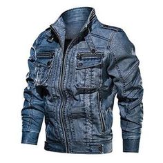 CRYSULLY Mens Fall Faux Leather Jacket Vintage Stand Collar Zipper Pu Leather Biker Jackets