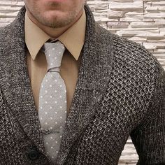 Burnt Dark Orange Frederick Thomas Knitted Silk Mens Tie Blue Polka Dot