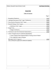 table of contents templates