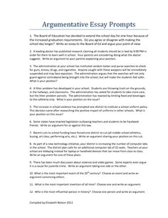 argumentative essay questions