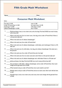 best fifth grade worksheets images fifth grade free printable basic printable consumer math worksheet