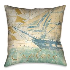 23 x 23 Square Floor Pillow Kess InHouse Sylvia Coomes Sea Dream Yellow Coastal