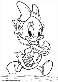 Walking And Listening Music Coloring Page For Kids Adults From Cartoon Characters Pages Donald Duck