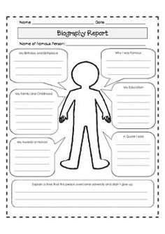 biography report outline worksheet projects to try pinterest