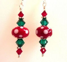 Gold /& Green Holly Berry Red Glass Bead Mix // Bracelet Making Kit