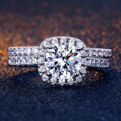 Fashion 925 silver filled Anneaux pour femmes Blanc Saphir Bague de mariage Taille 6-10