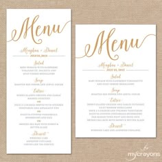 calligraphy menu printable wedding
