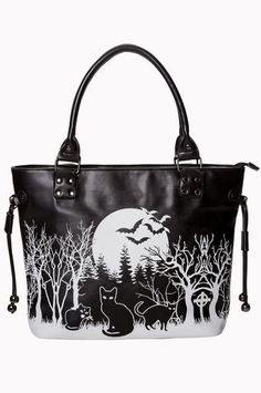 Too Fast Halloween Bats Gothic Punk Canvas Pistol Belt Tote Bag Purse APPI-BATS