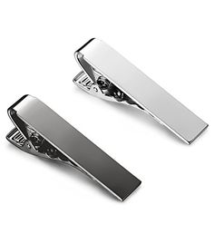 Black Brushed Silver Puentes Denver 3 Pc Mens Tie Bar Slide Clip Set Skinny Ties 1.5 Inch Gold in Gift Box