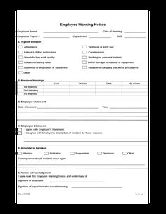free employee warning notice