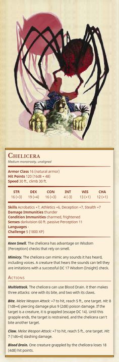 Third to Fifth — Chelicera Medium monstrosity, unaligned Armor. Dungeons And Dragons 5, Dnd Dragons, Dungeons And Dragons Homebrew, Monster Book Of Monsters, Dnd Monsters, Image Monster, Dnd 5e Homebrew, Steampunk, Creature Feature