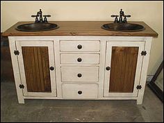 Primitive Bathroom Vanities Loaves Of Bread Or Other Storage Country Pine Double Bathroom Vanity With Hammered Copper Sinks Rp1384 60w Antique White