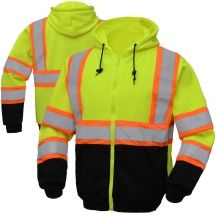High Visibility Hooded Sweatshirt Class 3 Safety Road Work Hoodie Full ZipHoodie
