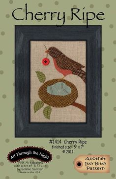 All Through the Night Wool Applique Let Your Heart Sing Wool Pillow Kit...designed by Bonnie Sullivan