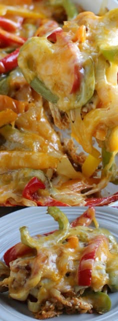 This Chicken Fajita Casserole from I Dig Pinterest is a colorful and cheesy-good meal! Delicious Spanish style rice is layered with tender chicken, tortillas, and bell peppers. Pasta, Chicken Recipes, Casserole Recipes, Spaghetti, Quiche, Lasagne, Mexican Food Recipes, Chicken Fajita Casserole, Chicken Fajitas