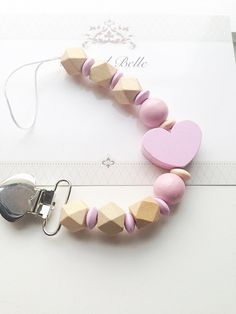 Holz Baby Schnuller-Clip Einhorn Blume Holzperle Baby Molar Schnullerkette